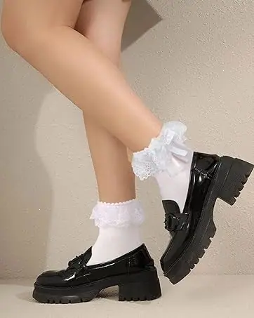 lace bow anke socks