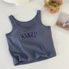 108 Top Camiseta Esportiva Pequeno Bordado Spice Girl Feminino Verão Explosões Algodão Puro Cinto Bojo Peça Externa Sem Mangas Curto