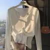 Nuevo Suéter de Punto para Mujer Otoño 2025, Cuello en V, Manga Larga, Elegante y Versátil, Ajustado, Prenda Interior