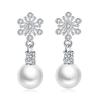Japonés Corea del Sur hipster simple aretes de copo de nieve chapados en plata temperamento femenino moda aretes combinables joyería de oreja femenina al por mayor