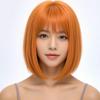 Pelucas de cabello corto y liso para niñas, estudiantes, cosplay de rendimiento, accesorios de competición, cabello negro, largo y liso, tocados