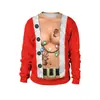 Amazon Caliente Fiesta Navideña Eliminación de Vello del Ombligo Impresión Digital 3D Sudadera de Cuello Redondo Parejas Sudadera