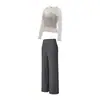 Conjunto de yoga en capas de malla para mujer, con pantalones de pierna ancha de corte holgado, transpirables y amigables con la piel, adecuado para Pilates, fitness y deportes, perfecto para el otoño