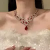 Collar de Encaje de Corte Estilo Francés Esmeralda Full Diamond, Cadena para Clavícula Personalizada de Alta Gama con Microincrustaciones de Moda Set de Noche