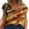 Jersey estampado transfronterizo europeo y americano de primavera y verano 2022, camisa holgada de manga corta con estampado del Día de la Independencia de Amazon, suministro directo de fábrica