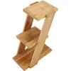 Mini Escalera de Exhibición de Almacenamiento de 3 Niveles de Madera Soporte para Flores Decoración de Interiores Cesta Verde para Suculentas Soporte para Macetas Hogar Oficina
