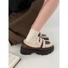 Sapatos de couro pequenos forrados de lã estilo britânico femininos 2023 outono e inverno novo estilo acadêmico retrô sapatos de camada única mocassins sapatos de algodão quentes
