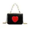 Labial con forma de corazón bolsa cuadrada pequeña versátil linda fresca mini moda casual femenina personalidad tacto piel grasa bolso cruzado