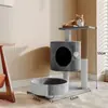 Marco para Gatos Trepadores, Casa para Gatos, Árbol para Gatos, Estante Integrado para Gatos, Rascador para Gatos, Plataforma para Saltar, Juguetes para Gatos, Trampolín Rascador para Gatos