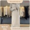 Vestido de malha com saia de lã de gola alta com zíper espesso, para usar por cima da roupa, emagrecedor, outono e inverno, Novo vestido de malha com saia