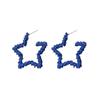 Aretes de Aguja de Plata S925 Azul Klein Nicho Corazón Estrella de Cinco Puntas para Mujer Retro Personalizados en Forma de C 574X