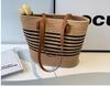 Bolsa de Cuerda de Algodón Bolsa Tejida de Paja Cuerda de Algodón Bolso de Mano de Cuerda de Algodón Bolso de Hombro Bolso de Playa Hueco Bolso Tote Bolsa Tejida Arcoíris