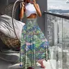 Aliexpress Amazon Europeo y Americano 2025 Verano Nuevo Falda Estampada para Mujer Falda Larga de Playa de Vacaciones Falda Amplia Grande