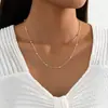 Cadena de Anillos Metálicos de una Sola Capa Simple Europea y Americana, Cadena para Clavícula con Cuentas Redondas Empalmadas Femenina y Versátil, Joyería al por Mayor