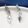 Plata de Ley Epoxy Azul Quemado Escama de Hoja Anillo Doble Colgante Accesorios de Tres Vías Retro DIY Material de Abalorios Hecho a Mano Joyería