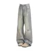 Calça jeans larga feminina com estampa de estrelas estilo retrô americano, calça fina para o outono de 2026, calça reta afunilada plus size para mulheres plus size