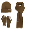 Novo Chapéu de Lã Tricotado da Moda com Etiqueta Longa para Mulheres no Outono e Inverno, Chapéu de Lã Quente Versátil, Chapéu de Proteção para as Orelhas à Prova de Frio para Exterior Conjunto de Três Peças