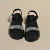 Sandalias de Cuña con Pedrería para Mujer 2026 Verano Nuevo Estilo Plataforma Suela Gruesa Talla Grande Tira Única Versátil Punta Abierta Sandalias Peep-Toe