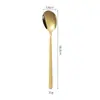 Cuchara de Acero Inoxidable 304 Vajilla para el Hogar Cuchara para Comer Sopa Mango Largo Cuchara para Mezclar Cuchara para Café Estilo Coreano Cuchara para Postre