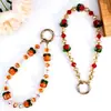 Cadena para Teléfono Móvil de Cristal con Caqui de Año Nuevo para Buena Suerte, Llavero de Bolso con Cuentas de Cristal, Correa de Muñeca para Teléfono Móvil para Mujeres