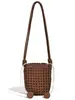 Bolso Cruzado de Mujer Único y Elegante con Nudo de Molino Calado Tejido con Cierre de Cordón, Bolso Cubo, Estilo Vacacional, Versátil Casual