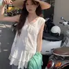 Vestido Camiseta Sin Mangas con Dobladillo de Encaje para Mujer 2026, Top Camisola en Capas con Escote en V para Mujer Primavera y Verano
