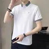 Camiseta de Manga Corta de Seda Helada Fabricante Original para Hombre Verano Delgada Camisa Polo de Marca de Moda Casual de Gama Alta