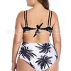 Novo Europeu e Americano Plus Size Maiô Amazon Biquíni Babados Sexy Impresso Split Maiô