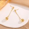 Moda 18K ouro e titânio aço brincos pingente brincos longos personalidade simples esferas contas retro todos-combinar acessórios de deslocamento