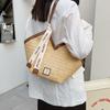 Bolsa Tote de Grande Capacidade para Mulheres 2025 Nova Tendência Retrô Bolsa Satchel Bolsa de Palha Bolsa de Ombro Versátil Bolsa Tecida Bolsa para o Dia a Dia