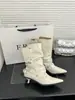 2026 Botas Arrugadas con Tachuelas Estilo Europeo y Americano Puntiagudas Plisadas Botas de Moda Tacón Alto Fino Botas Ajustadas