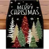 Navidad Santa Claus Americano Muñeco de Nieve Camino de Mesa Mantel de Lino Estampado Camino de Mesa Decoración Navideña Tela para Camino de Mesa Bandera de Mesa de Café