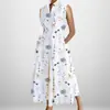 Vestido Casual Sem Manga Decote V Flare Tendência Cor Sólida Estampado Feminino Europeu e Americano Transfronteiriço para o Trabalho. Vestido Caro