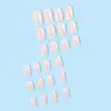 Uñas Portátiles Blancas con Borde Blanco Estilo Francés, Color Sólido Blanco Lechoso Suave, Uñas Postizas Trapezoidales Medias, Pegatinas de Uñas Terminadas Versátiles