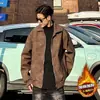 Chaqueta de Gamuza Casual Elegante para Primavera Otoño Solapa Americana Tallas Grandes Retro Chaqueta de Cuero para Motocicleta Hombre Top de Moda