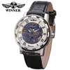 T-Winner/Victor 8008 Correa de Cuero Hueco Reloj Mecánico Resistente al Agua Casual Reloj de Pulsera de Cuero Reloj Mecánico de Comercio Exterior