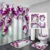 Cortina de Ducha para Baño Amazon Morado Floral Estampado Digital Poliéster Impermeable Serie de Flores Directo del Fabricante