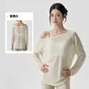 Top deportivo para mujer en un estilo puro y seductor, camiseta de manga larga sexy de malla semitransparente para yoga, holgada, fina, transpirable, top de fitness