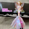Fabricante 45 cm Vestido de Novia Musical con Luces Sirena Alas de Luz Ángel Muñeca Brillante Juguete Inteligente para Niños