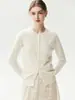 Cárdigan de cachemira 2026 otoño/invierno nuevo para mujer cuello redondo tres flores camisa base estilo lindo chaqueta de un solo botón