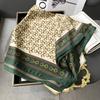 Corrente de ferradura de metal champanhe seda artificial lenço quadrado 70cm prendedor de cabelo feminino item de decoração para bolsa camisa
