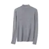 Camiseta interior de lana fina Yangzi para mujer, otoño e invierno, ajuste ceñido, color rosa, suéter de punto con cuello semi-alto