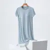 Ropa de dormir para mujer de estilo nuevo para primavera y verano con almohadillas en el pecho, Vestido casero de verano a rayas de manga corta con copa incorporada