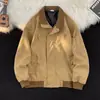 Chaqueta de trabajo bordada retro estilo japonés para hombres y mujeres, corte holgado, adecuada para parejas, con cuello de solapa, adecuada para otoño e invierno, prenda exterior de primavera con múltiples bolsillos