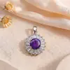 Accesorios para Joyería DIY Transfronterizos Coloridos Redondos de Cobre Incrustaciones de Circonita Colgante para Collar Exquisitos Simples Accesorios de Gama Alta