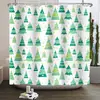 Cortina de Chuveiro de Poliéster Estampa Digital Floco de Neve de Inverno Boêmio Natal Novo para Banheiro