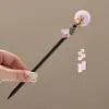 Pasador Imitación Ébano Estilo Antiguo para Mujer, Accesorios Modernos Han Dynasty Cheongsam, Pasador de Madera, Nuevo Pasador con Borla Chinoiserie Super Hada