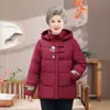 Chaqueta Acolchada de Algodón para Madres de Mediana Edad y Personas Mayores, Abrigo de Invierno Cálido con Capucha de Moda para Abuela, con Forro Polar Adicional y Algodón Engrosado