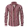 Nueva camisa de rayas de manga larga para hombre de Amazon Europa y América, impresa en 3D, estilo casual de negocios, camisa transpirable