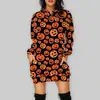 Sudadera de longitud media para mujer de talla grande europea y americana Cosplay Merchandising de Película Sudadera de Calabaza Sudadera con Capucha 3D Halloween para Mujer
